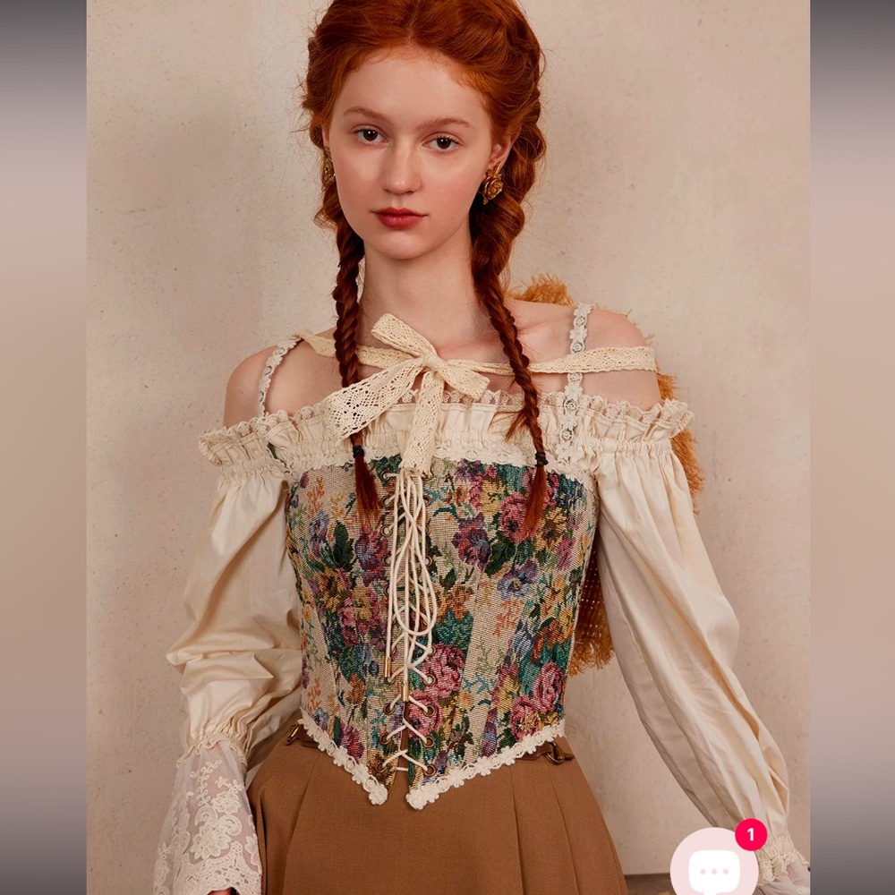 Floral Lace-Up Corset Top